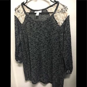 Maternity sweater with lace detail